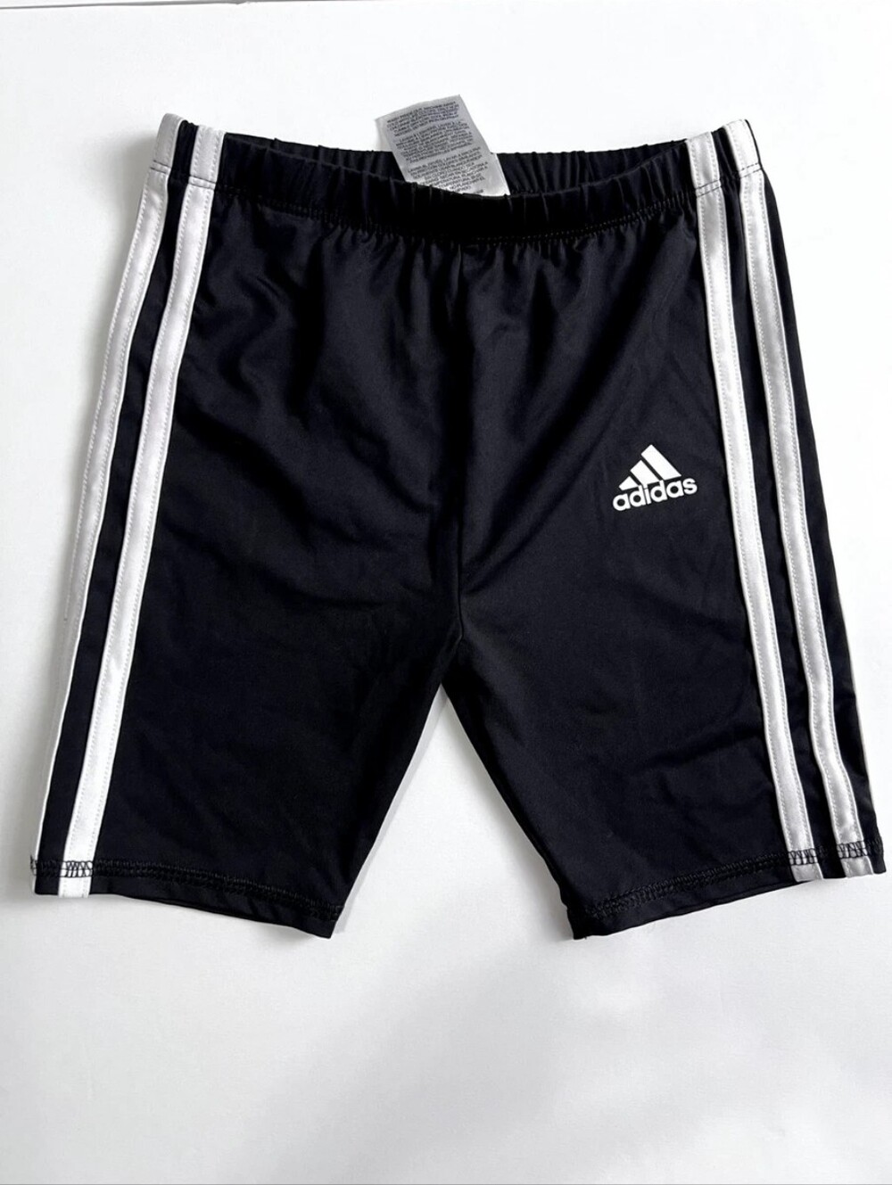 Adidas Black Athletic Shorts with White Side Stripes